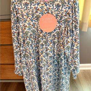 Bisby Floral Kids Casual Dress - Blue and White